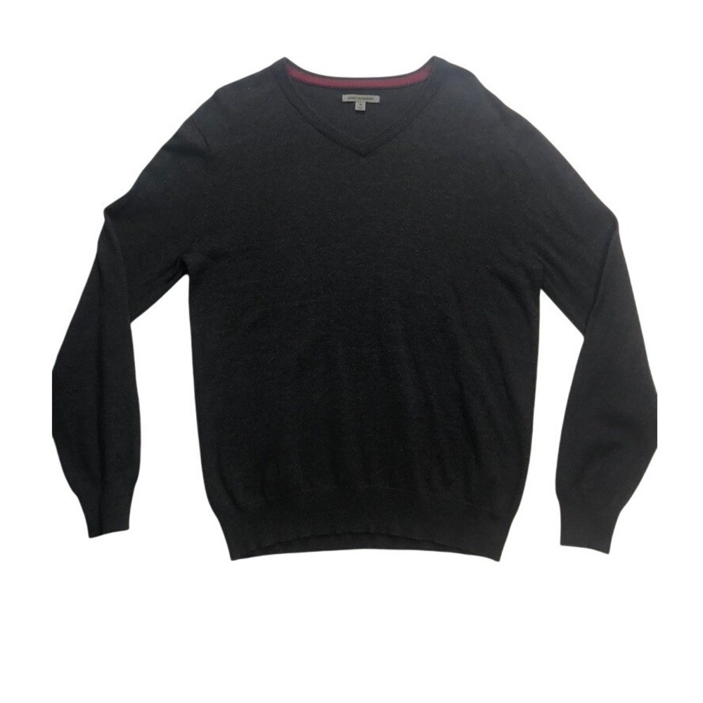 Johnston Murphy Mens Dark‎ Gray V Neck Long Sleeve Sweater Size M Cotton Blend